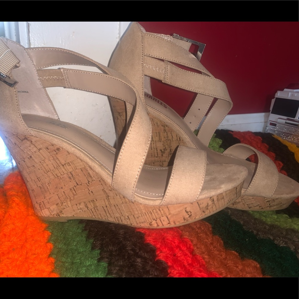 Tan sandals slightly worn